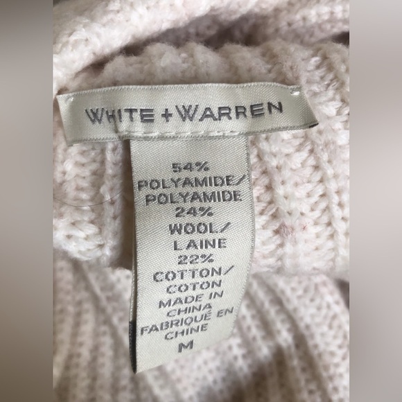 White + Warren Wool Blend Cowl Neck Long Open Sweater Cardigan Jacket Medium - Picture 6 of 6